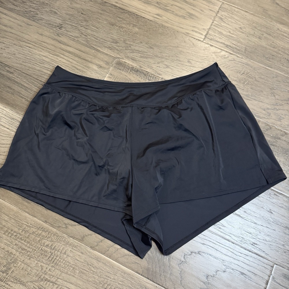 NWT Swim Solutions Swimsuit‎ Shorts Bottoms Plus Size 18W Black  Built in Briefs
